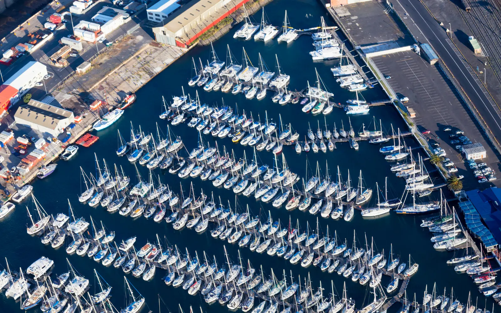 Yachts at a boat club at Cape Town Harbour.