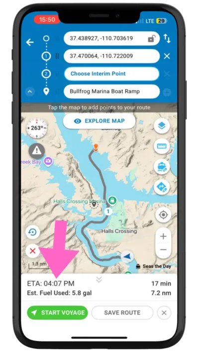 Argo shows ETA, duration and distance.