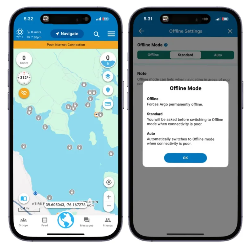 Go Offline to Drop Report Pins