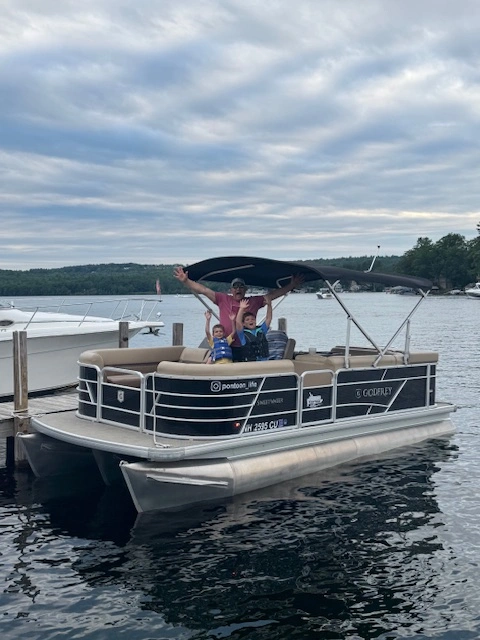 Greg Dorothy on his pontoon.