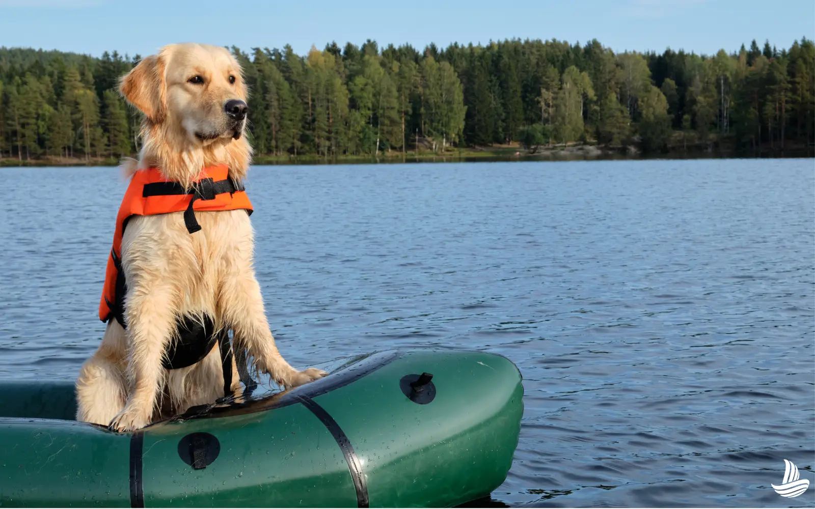 Dog wearing a life jacket on a boat