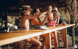 Boaters at a fun dock bar shown in the Argo Web App