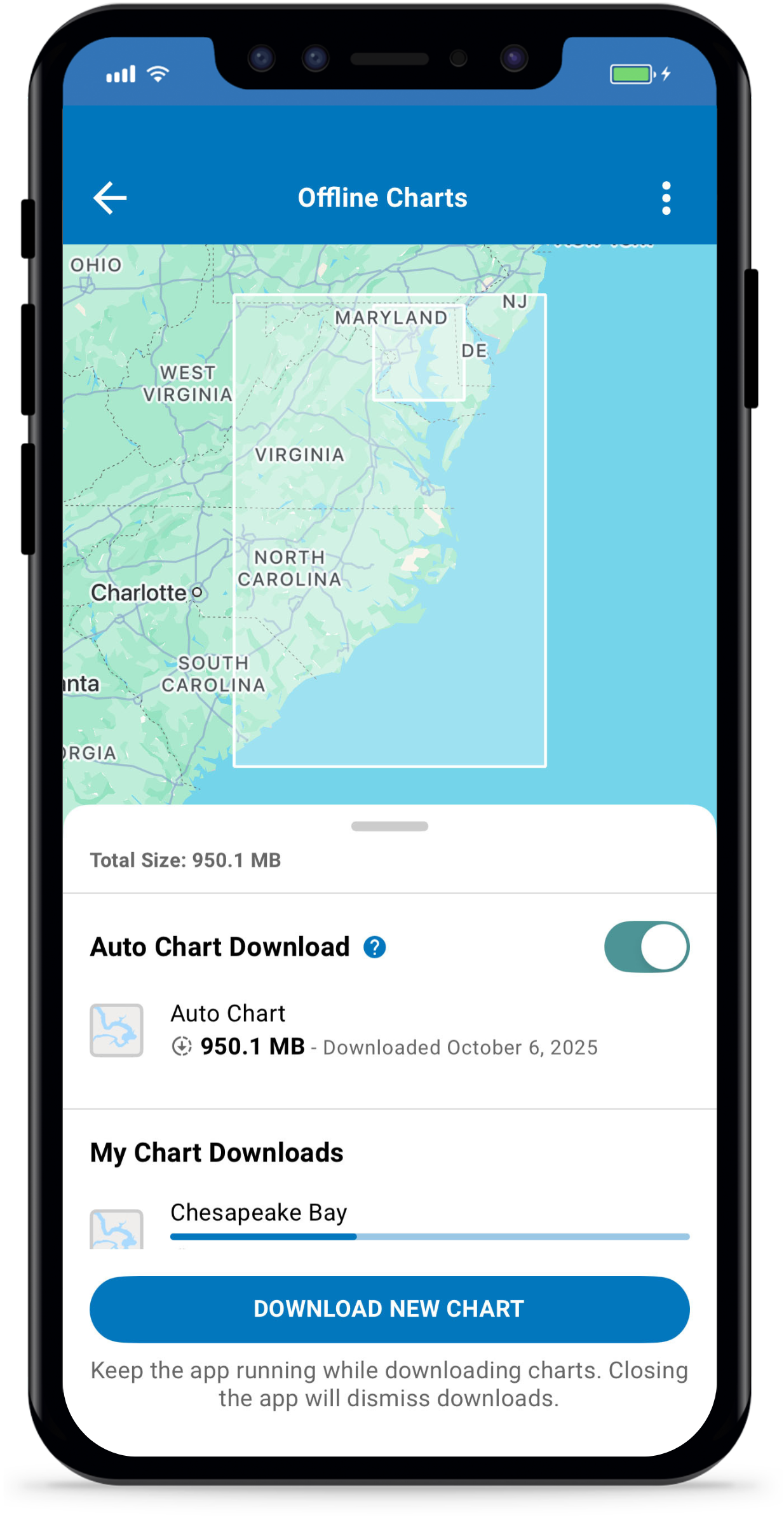 offline charts screen