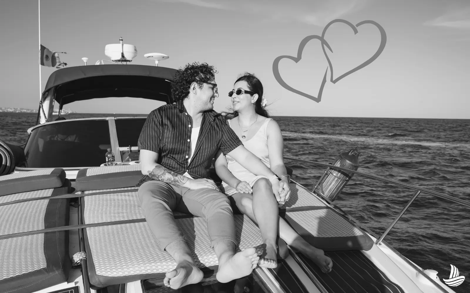 Couple in love on a boat.