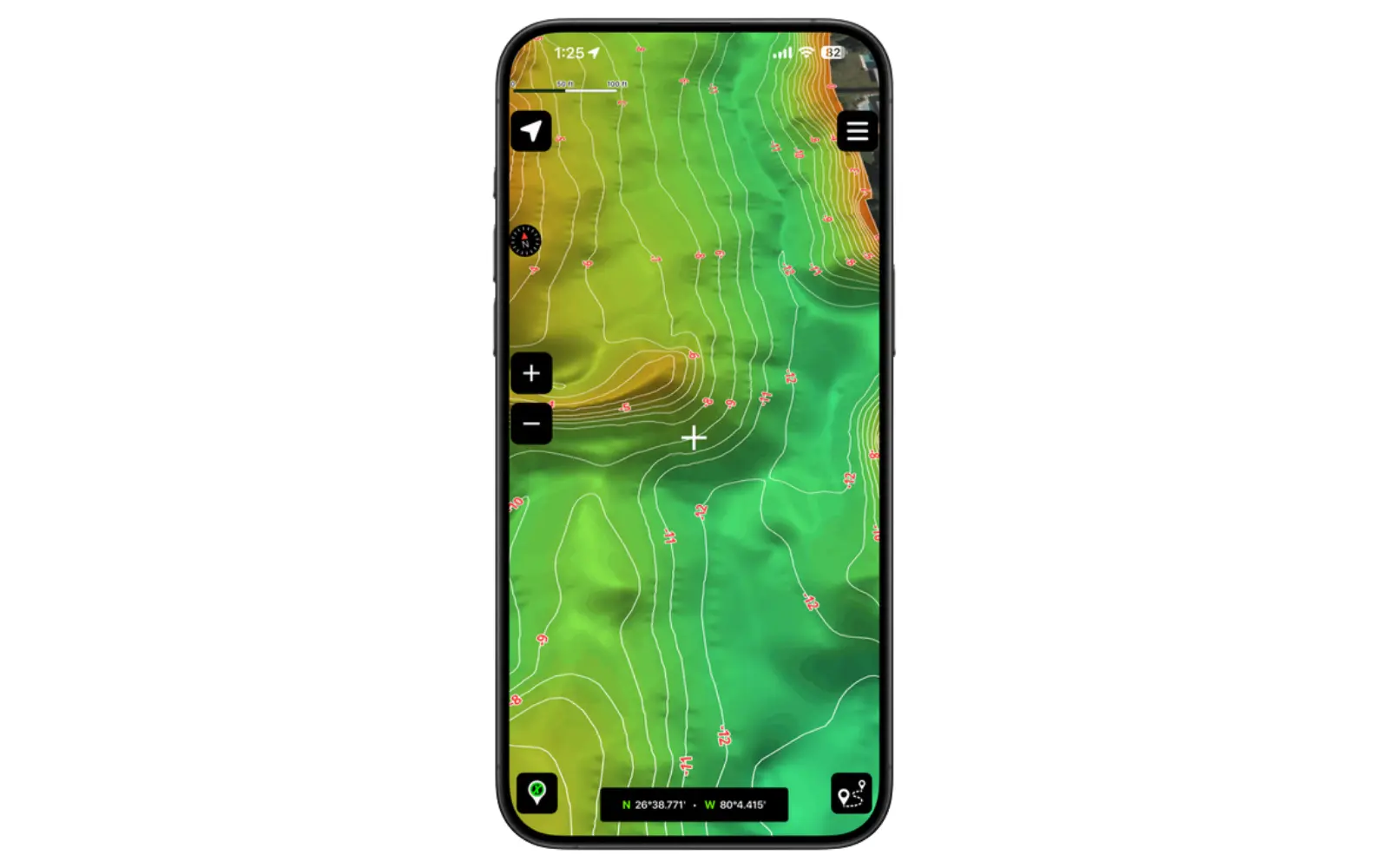 App screenshot of live weather.