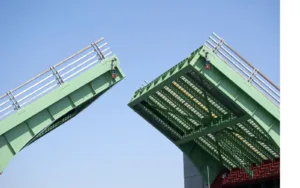 A drawbridge opening for a nearby boater.