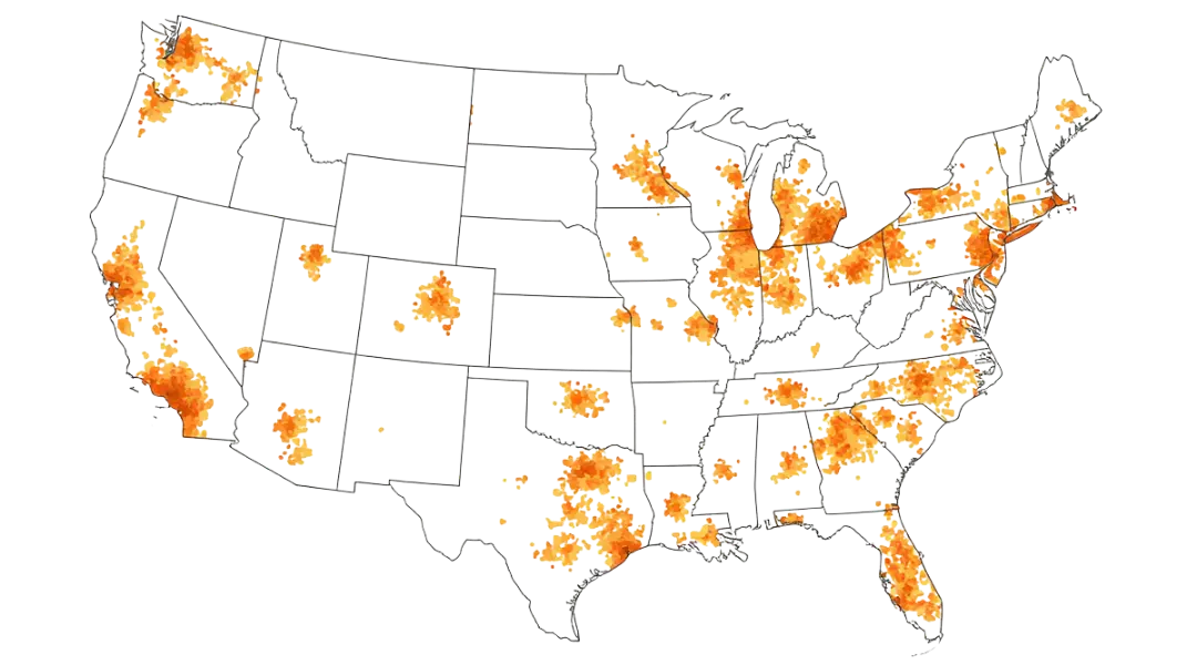 Heat map showing Argo users