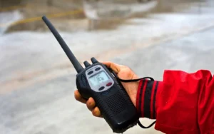 VHF radio in hand