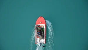 Boat cruising on blue water