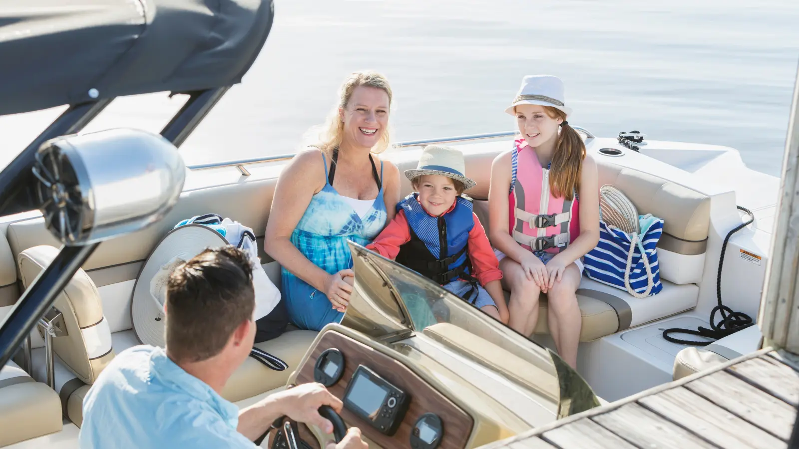 Family enjoying a boat day