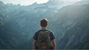 a young man going out on an adventure