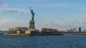 Statue of liberty at sunset