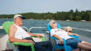 People enjoying themselves near the water