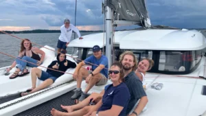 Family on a boat