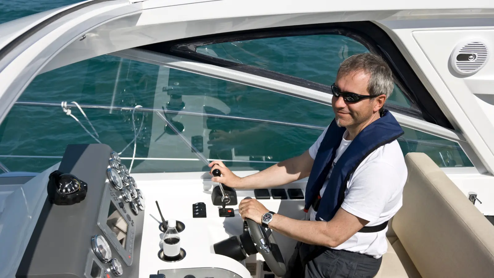 Boater at the helm