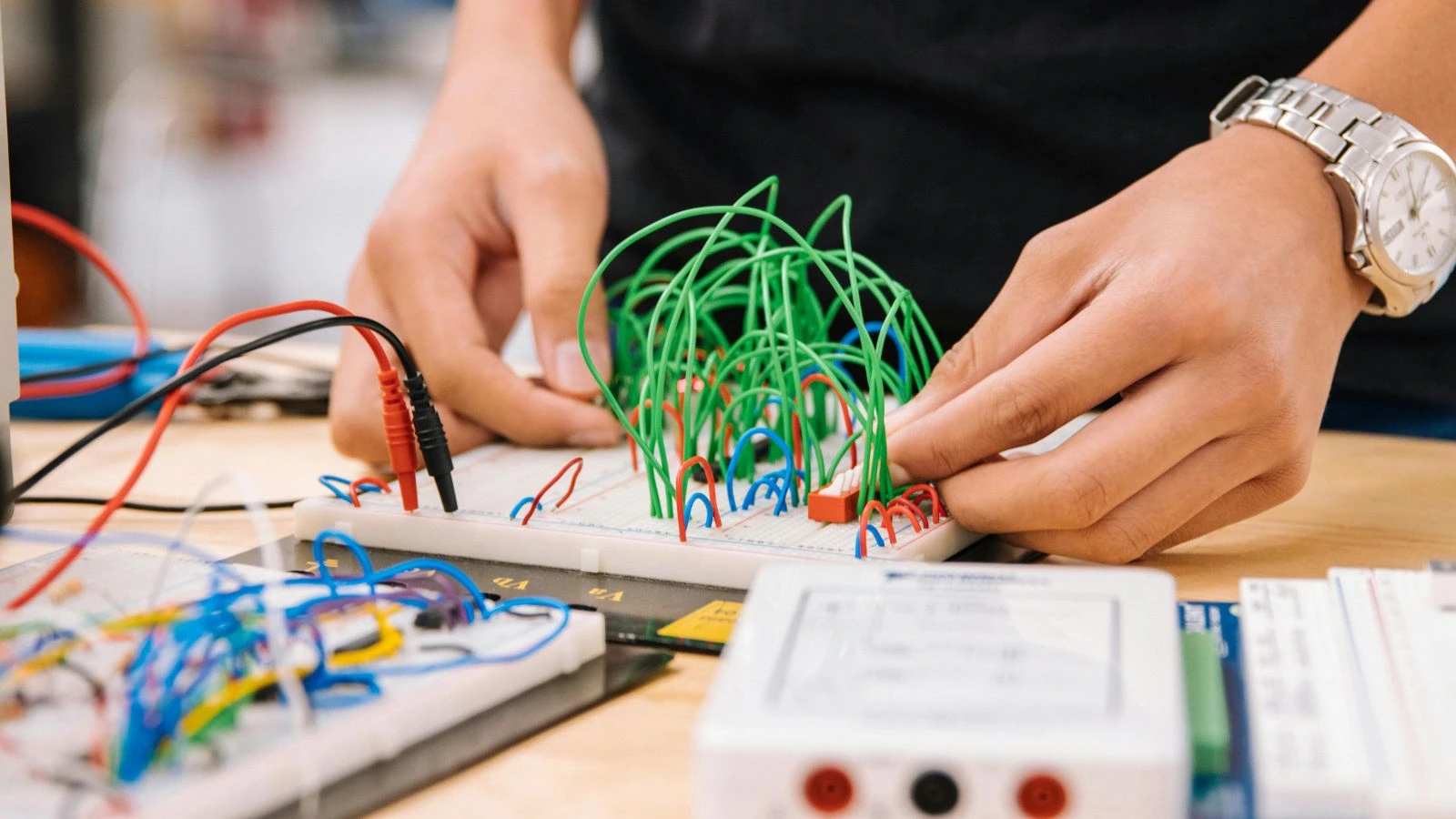 man working with wires