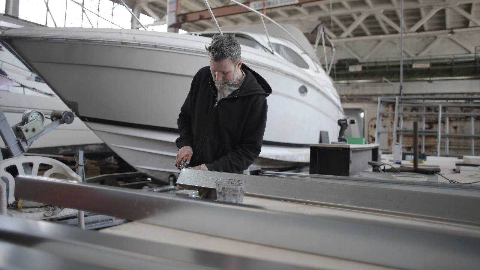Mechanic working on a boat 